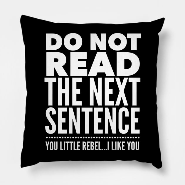 DO NOT READ THE NEXT SENTENCE YOU LITTLE REBEL Pillow by aografz