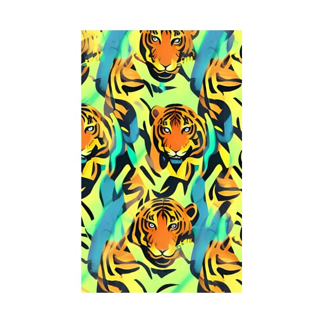 Tiger Screen Wildlife Portrait Pattern by ShopSunday