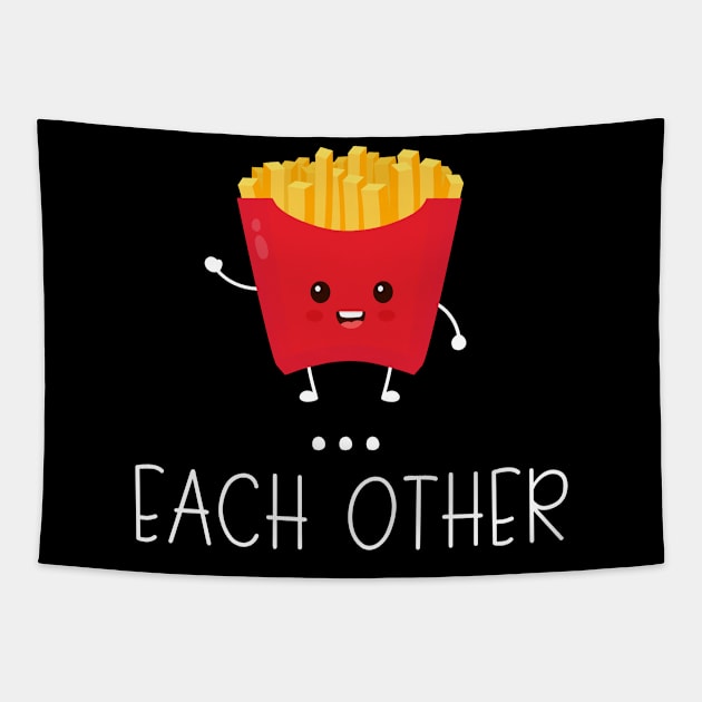 Made For Each Other Hamburger Fries Couple Matching Tapestry by LotusTee