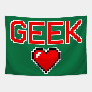 Pixel Heart Retro Video game Geek gift Tapestry