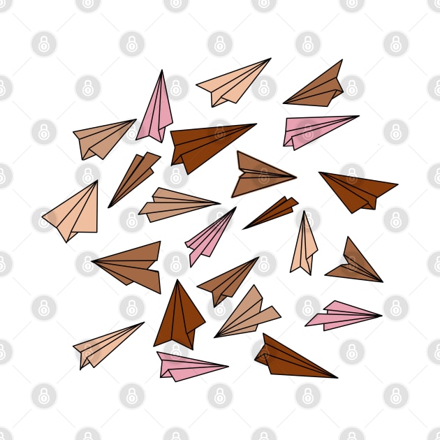 Earthy colors doodle of paper planes pattern by msro1