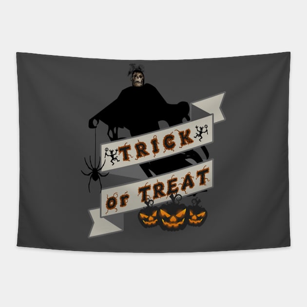 Trick or Treat Skeleton Tapestry by FlyingWhale369