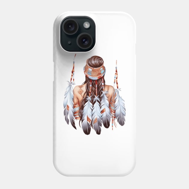 Native American Back Woman #1 Phone Case by Chromatic Fusion Studio