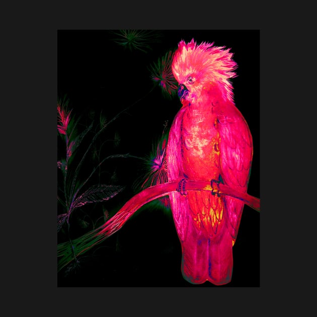 BRIGHT PINK TROPICAL COCKATOO PARROT ISLAND EXOTIC BIRD PALM POSTER PRINT by jacquline8689