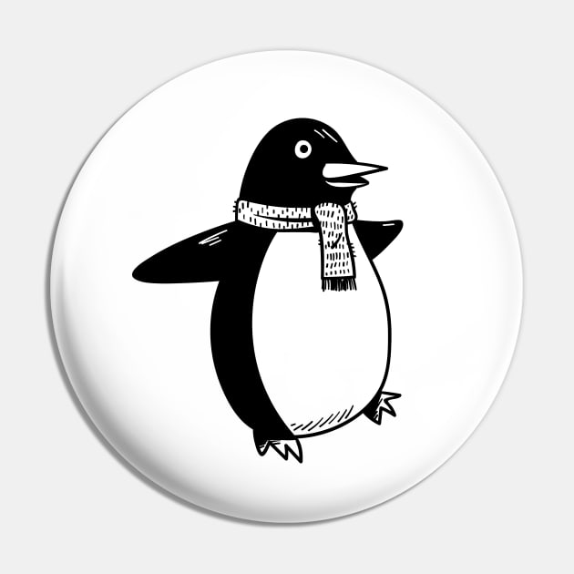 Penguin - Cute Penguin Hand Drawn Pin by KC Happy Shop