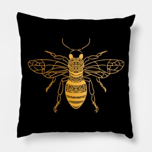 Floral Golden Honey Bee Pillow