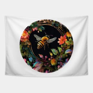 Save The Bees Pretty Honeybee and Flowers Tapestry