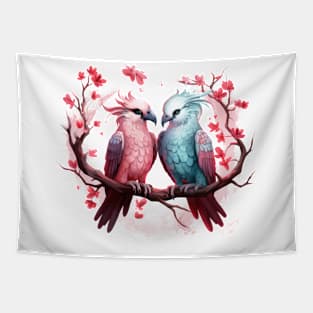 Valentine Kissing Osprey Bird Couple Tapestry