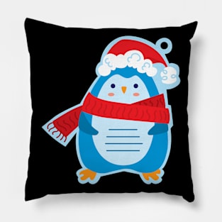 Christmas tag with penguin Pillow