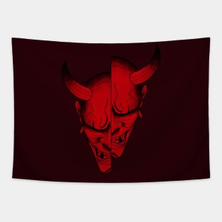 red japanese mask Tapestry