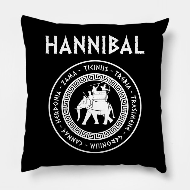 Hannibal Barca 2nd Punic War Battles War Elephant Symbol Pillow by AgemaApparel