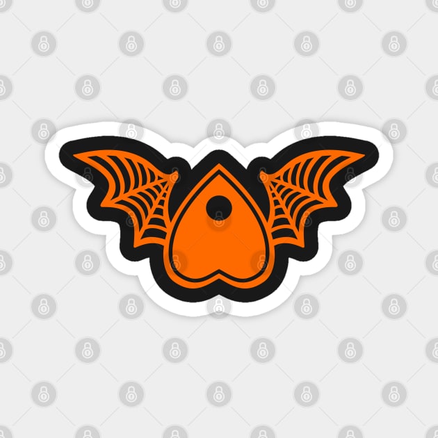 Planchette with Wings - Orange on Black Magnet by AliceQuinn