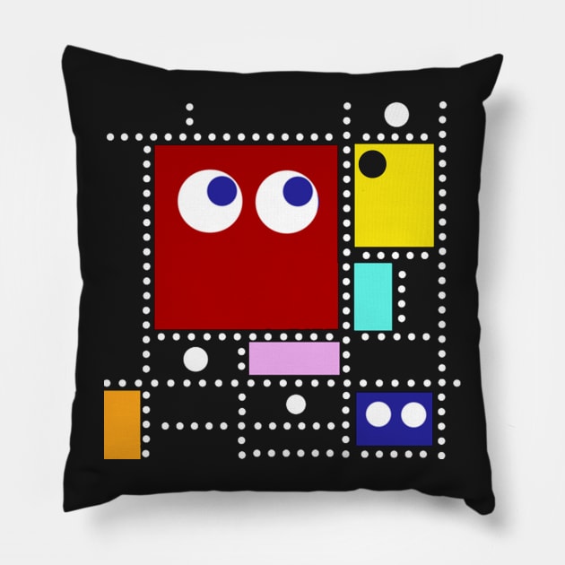 Pac Mondrian Pillow by lyndsayruelle