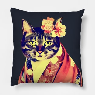 Vintage Geisha Cat Pillow