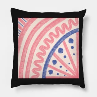 Waves and spots in strawberry blush pink and soft cobalt blue Pillow