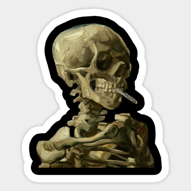 Discover Skull with Burning Cigarette by Vincent van Gogh - Skull - Sticker