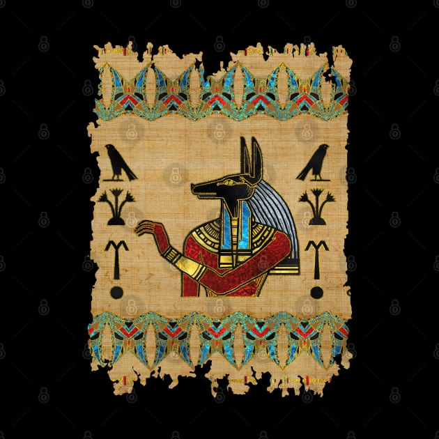 Egyptian Anubis Ornament on papyrus by Nartissima