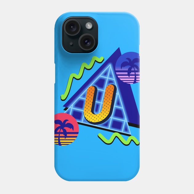 Initial Letter U - 80s Synth Phone Case by VixenwithStripes