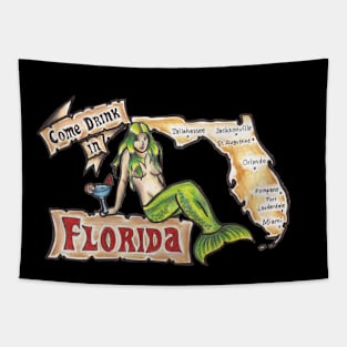 Mermaid Florida Postcard: Come Drink in Florida Tapestry