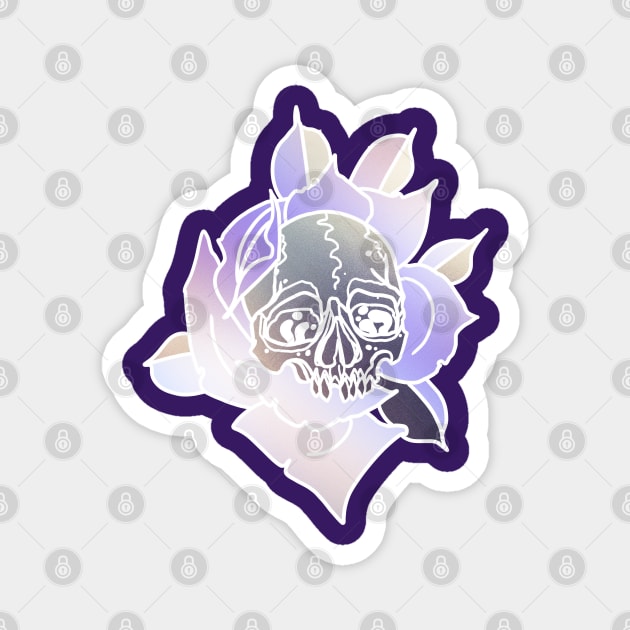 Skull and rose Magnet by Blacklinesw9