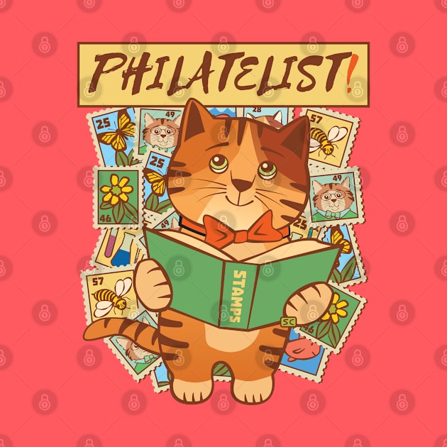 Stamp Collector Philatelist Cat by Sue Cervenka