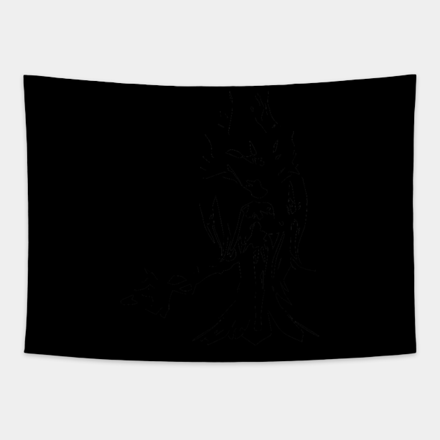 Undine (Empress of the Abyss) minimal silhouette white Tapestry by WannabeArtworks