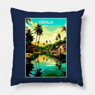 Kerala India Resort Vintage Advertising Travel Print Pillow