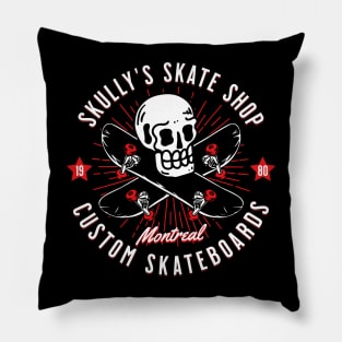 Skully's Skate Shop Vintage Skateboarding Skull Custom Board Pillow