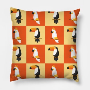 TROPICAL BIRDS - YELLOW & ORANGE PALETTE Pillow