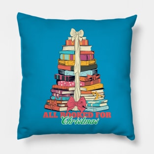 All Booked for Christmas Sweatshirt, Bookworm Christmas Hoodie, Christmas Gift for Teacher, Christmas Book Tree Hoodie, Gift for Librarian Pillow