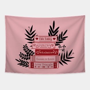 Bookish aesthetic | Romance tropes | Book stack Tapestry