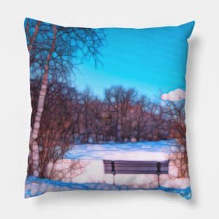 Winter landscape tree Pillow