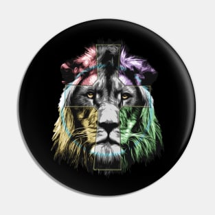 Colorful Lion Cross - high-quality vector graphic lion- lion head Pin