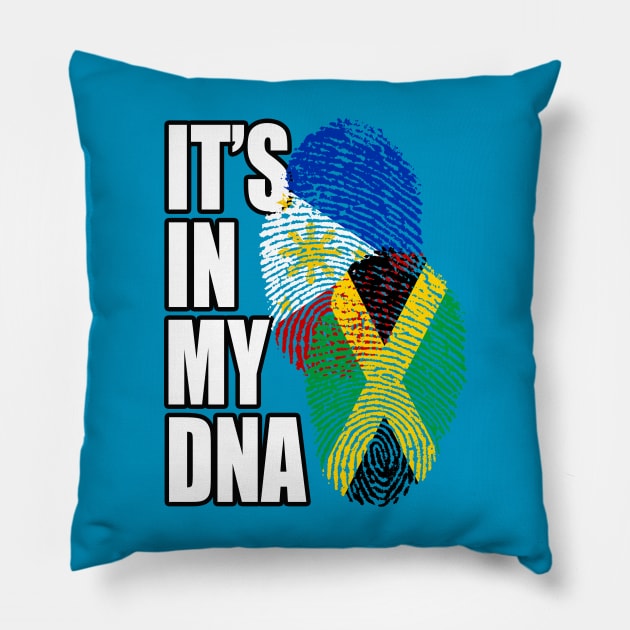 Jamaican And Filipino DNA Mix Flag Heritage Pillow by Just Rep It!!