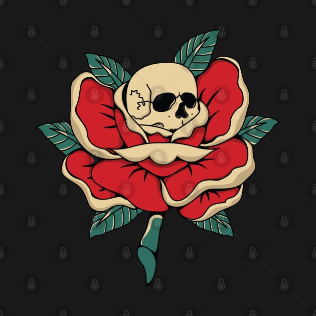 head skull and rose clover by dayouths