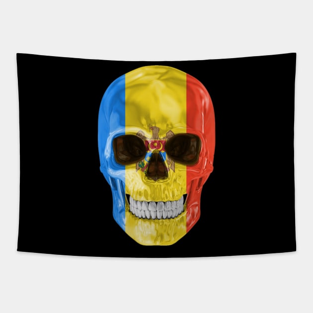 Moldova Flag Skull - Gift for Moldovan With Roots From Moldova Tapestry by Country Flags