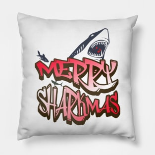 Merry Sharkmas funny Christmas Pillow