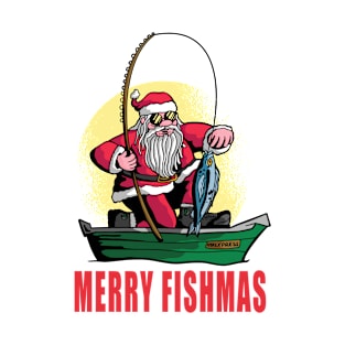 Merry Fishmas Santa Claus Fishing T-Shirt