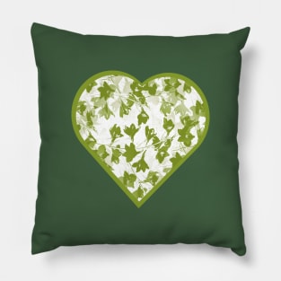 Green Leaves Pattern in a Heart Shape - For Nature Lover's Only Pillow