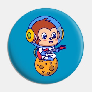 Monkey Astronaut Playing Guitar Pin