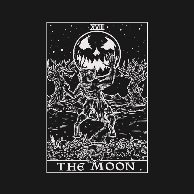 The Moon Tarot Card Terror Tarot Halloween Werewolf by TheGhoulishGarb