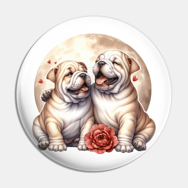 Valentine Bulldog Couple Pin by Chromatic Fusion Studio