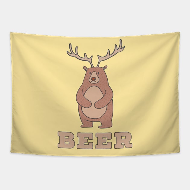 Funny Beer Bear Deer Tapestry by Liberty Art