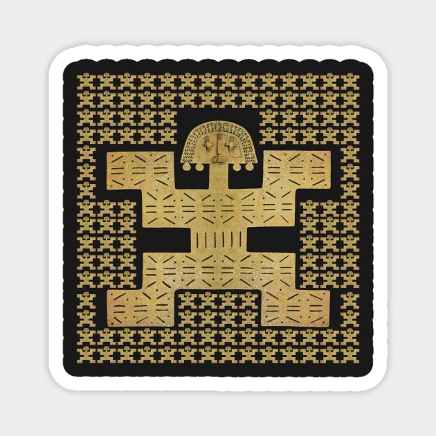 Digital Rendering of a Pre-Columbian Pectoral Pattern in Gold Leaf on Black Magnet by Diego-t