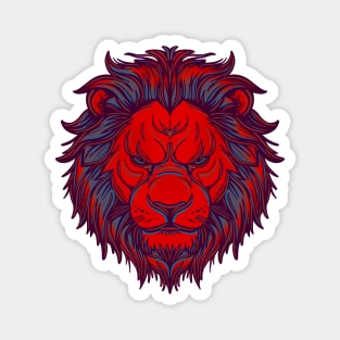 Bright red lion with grey and light blue highlights Magnet