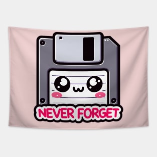 Never Forget - Kawaii Floppy Disk - Vintage Old School Tapestry