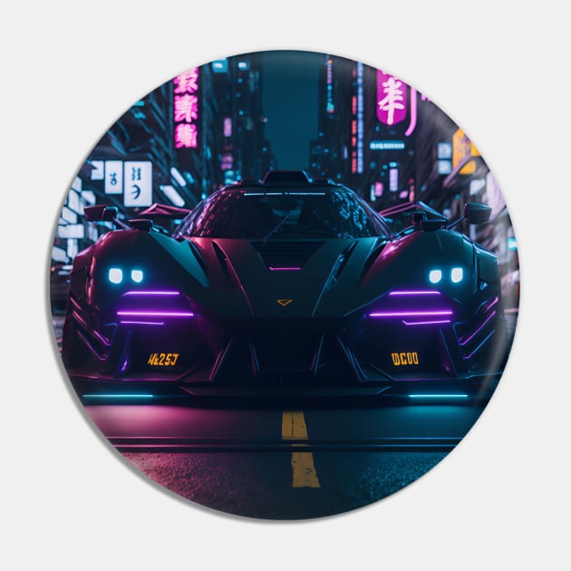 Dark Neon Sports Car in Japanese Neon City Pin by star trek fanart and more