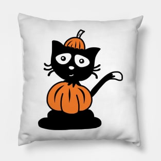 Black Cat Halloween Pumpkin Costume Pillow