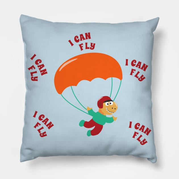 Vector illustration of a cute skydiver. Pillow by KIDS APPAREL