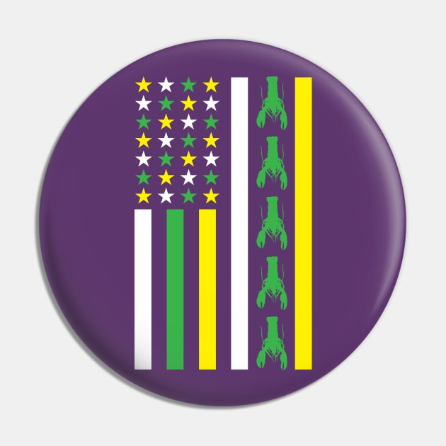 Mardi Gras American Flag Crawfish New Orleans Fat Tuesday Pin by PodDesignShop